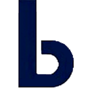  Ein einfaches, elegantes Logo, das den Buchstaben 'B' in einer tiefen blauen Farbe präsentiert. 